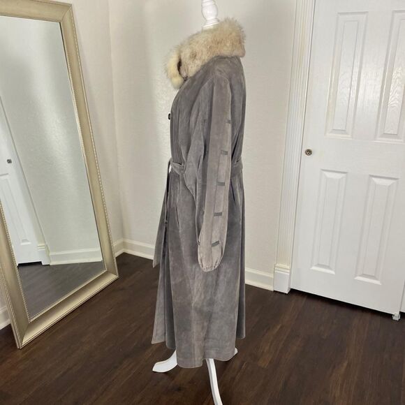 Saks Fifth Avenue Vintage Suede Leather Penny Lane Trench Coat Made in Canada L - Picture 5 of 11